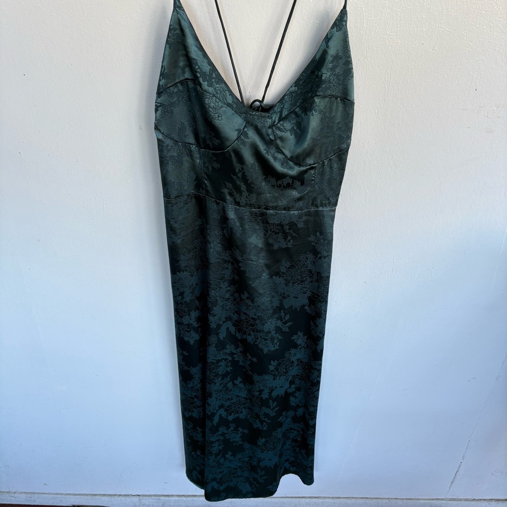 Cider Teal Floral Satin Dress